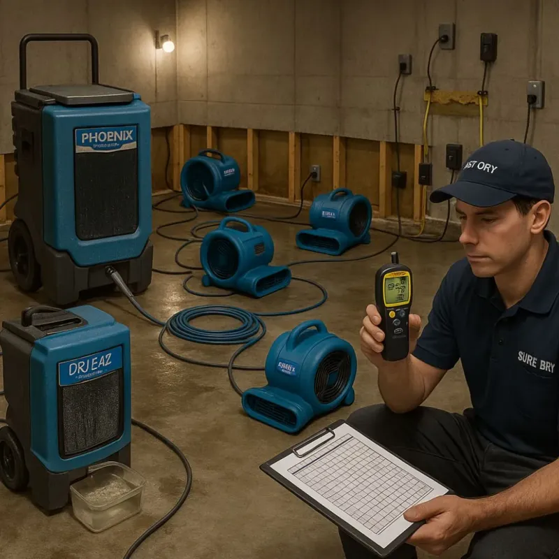 Structural Drying and Dehumidification process in Zimmerman, MN